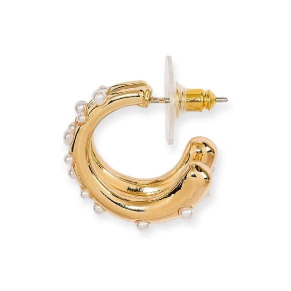 SUGARFIX by BaubleBar Pearl and Gold Double Hoop Earrings - NWT - Picture 4 of 5